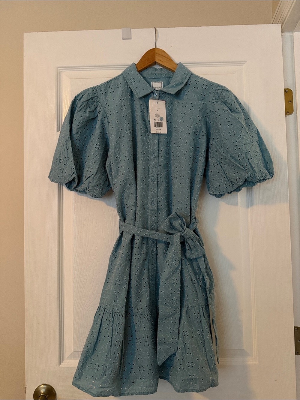 Crown & Ivy Blue Eyelet Mini Dress